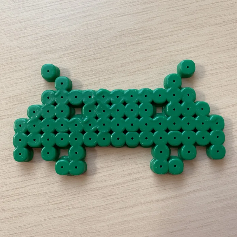 Space invader beaded in fuse beads, 29x29 pegs