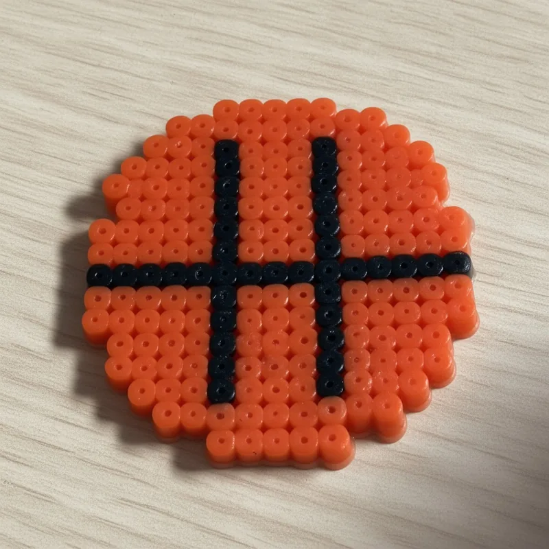Basketball beaded in fuse beads, 29x29 pegs