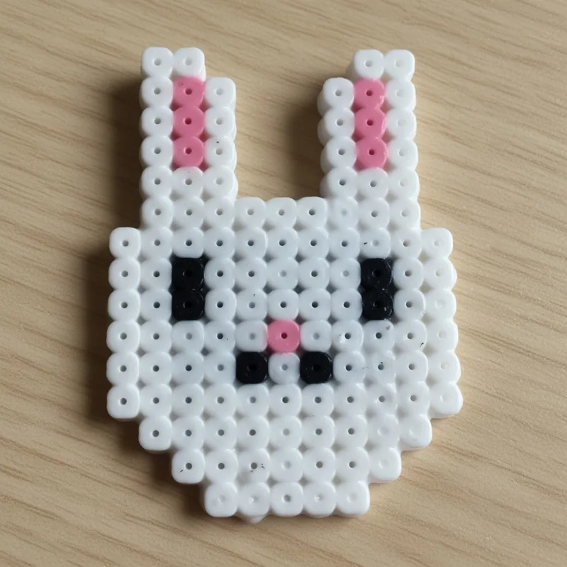 Bunny beaded in fuse beads, 29x29 pegs