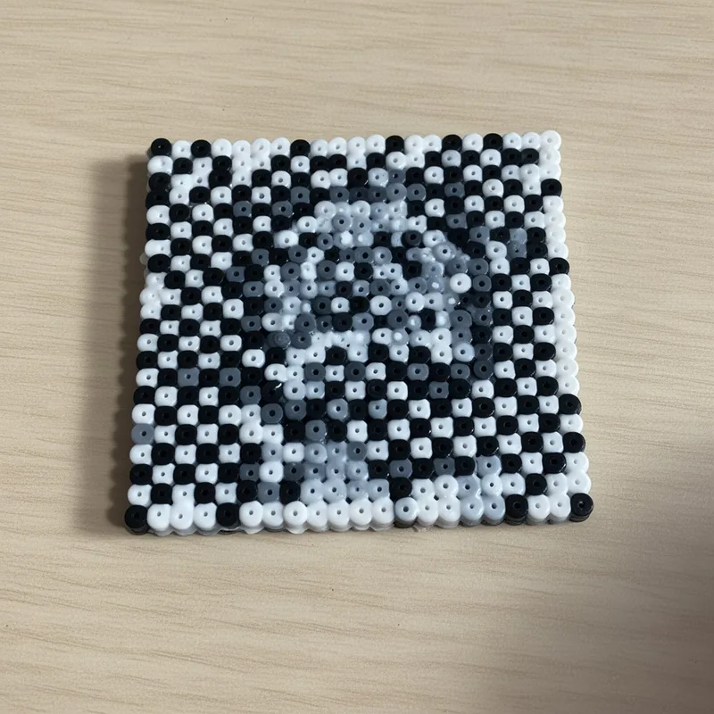 Checkerboard beaded in fuse beads, 29x29 pegs