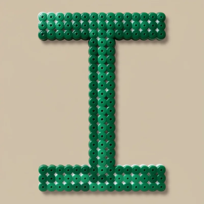 Letter I beaded in fuse beads, 29x29 pegs
