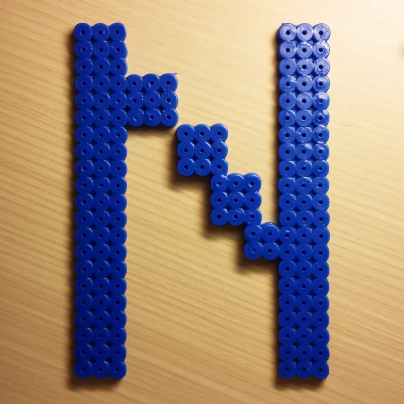 Letter N beaded in fuse beads, 29x29 pegs