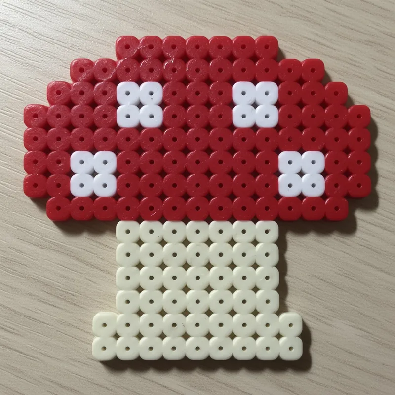Mushroom beaded in fuse beads, 29x29 pegs