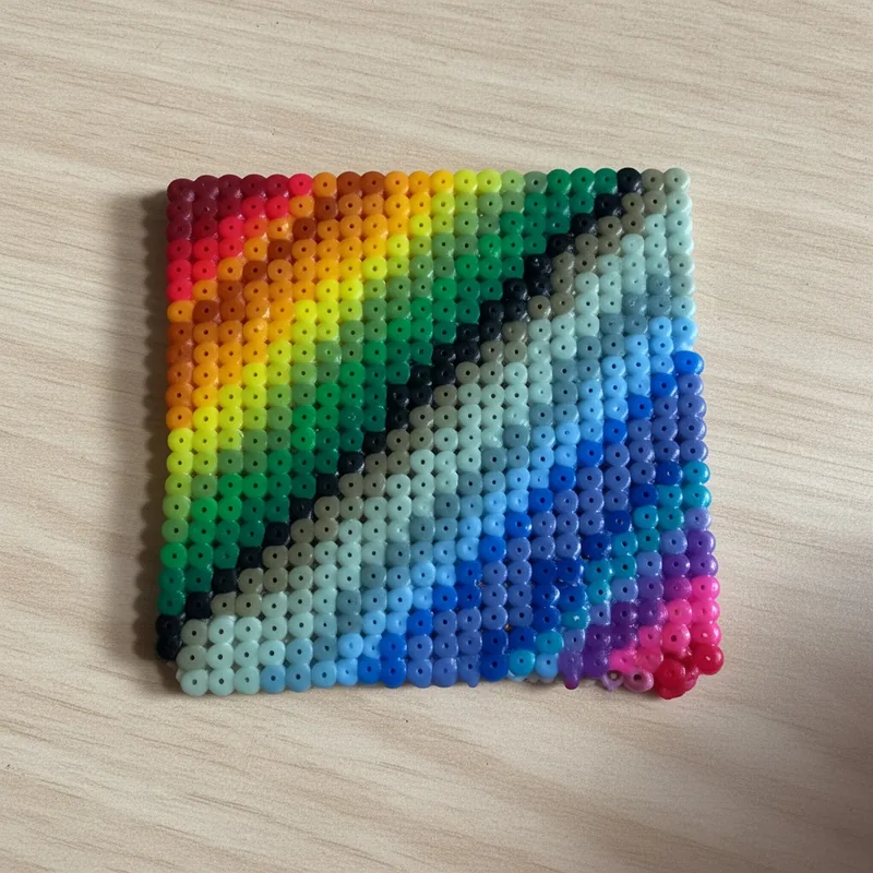 Colour wheel mosaic beaded in fuse beads, 29x29 pegs
