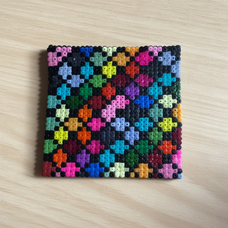 Stained glass beaded in fuse beads, 29x29 pegs