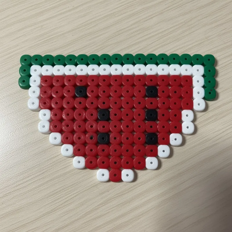 Watermelon slice beaded in fuse beads, 29x29 pegs